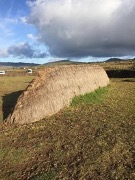 Replica hare paenga (boat house) on Easter Island.