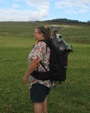 Backpack carrying LiDAR technology.