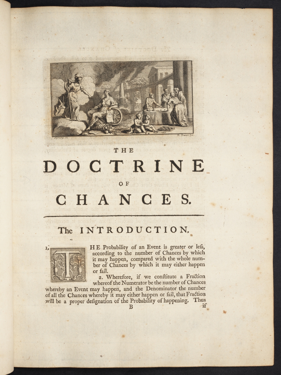 Page 1 of a 1738 edition of de Moivre's Doctrine of Chances.