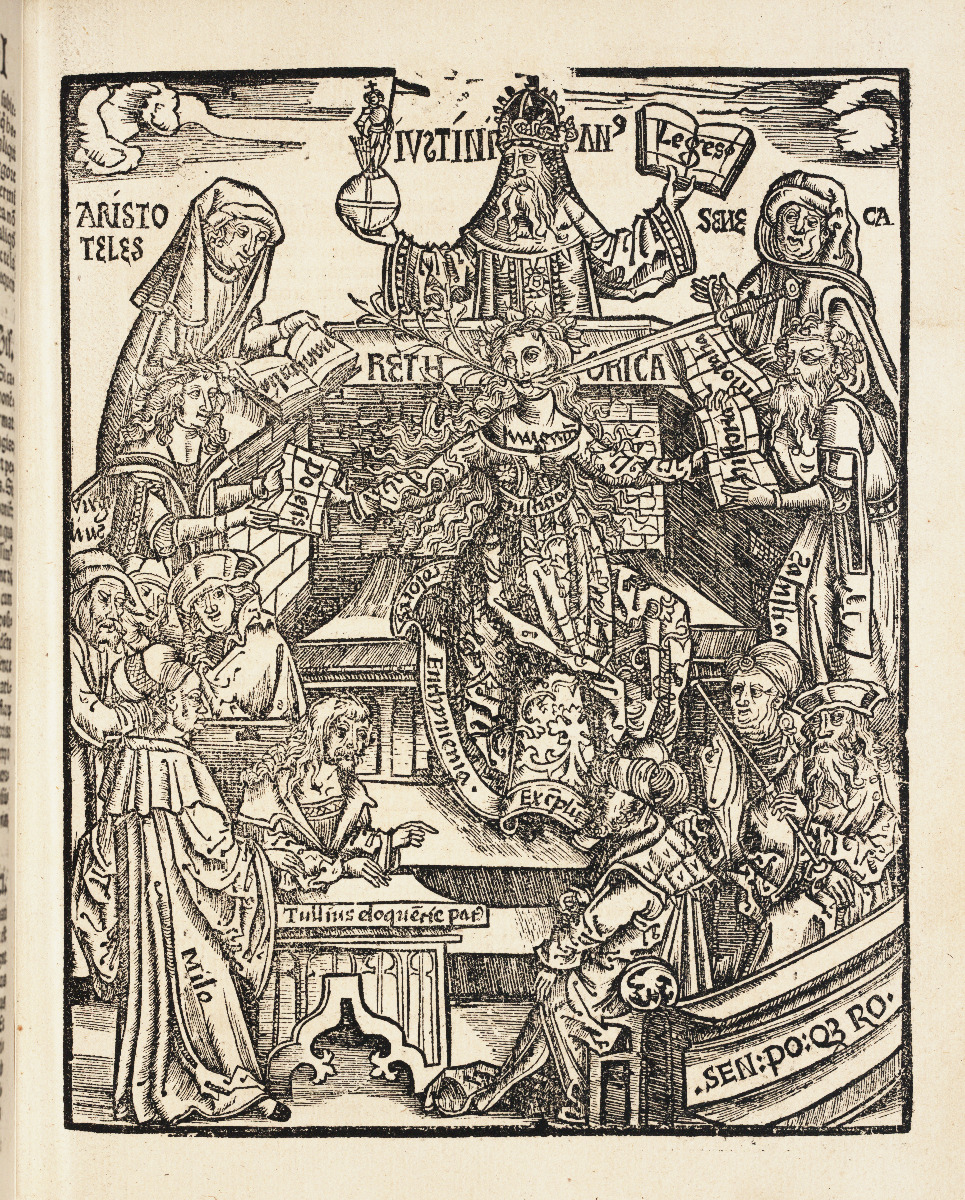 Rhetoric chapter title page from 1517 edition of Gregor Reisch’s Margarita Philosophica.