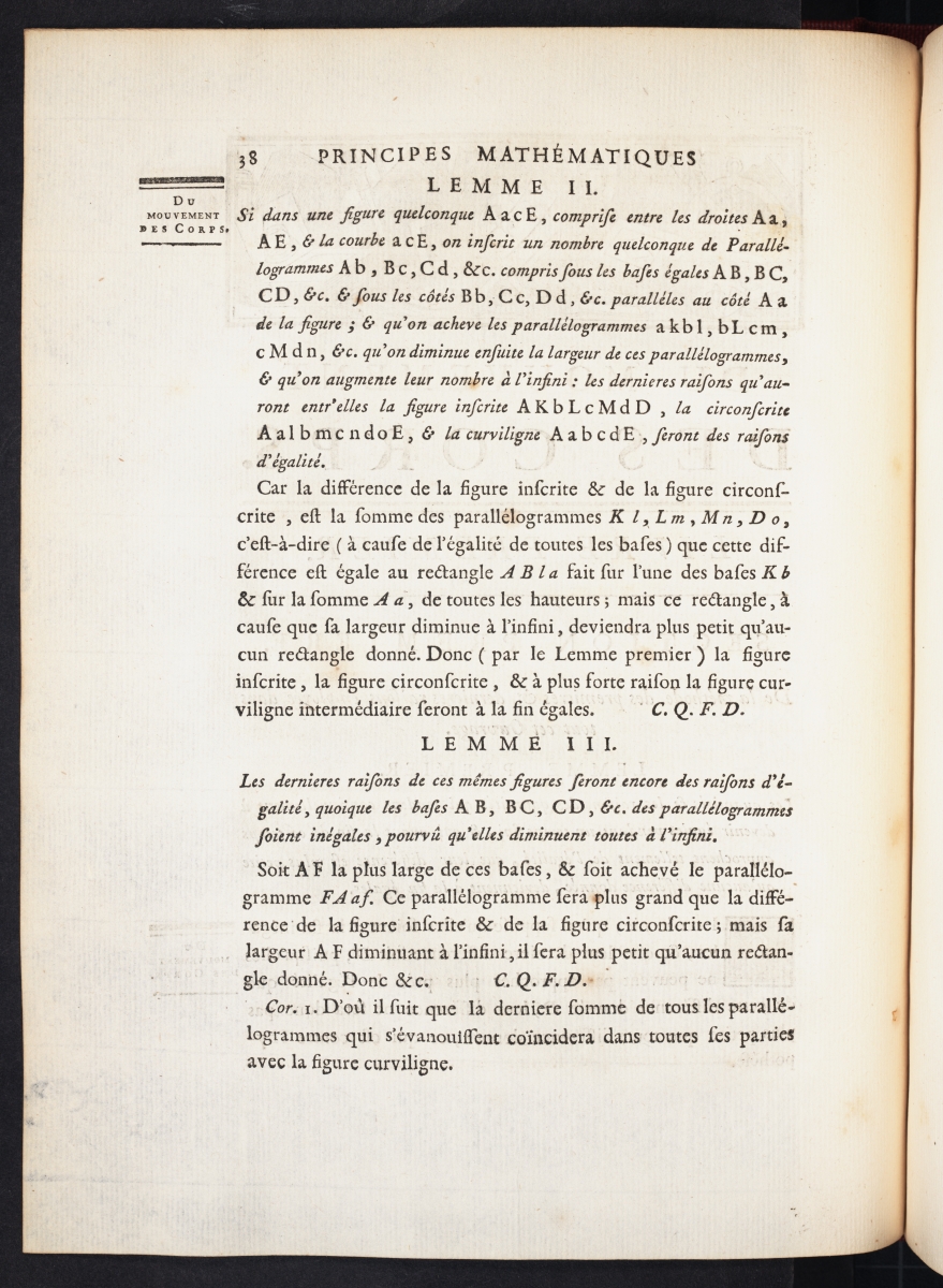 Page 38 of Chatelet's translation of Newton's Principia.