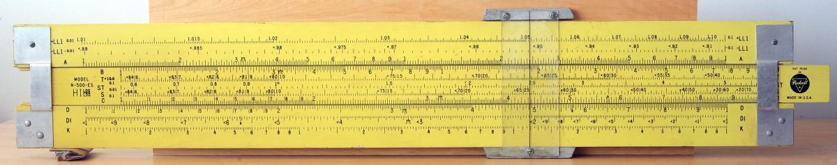 4-foot demonstration slide rule, Pickett, 1960s, depicted on Oughtred Society website.