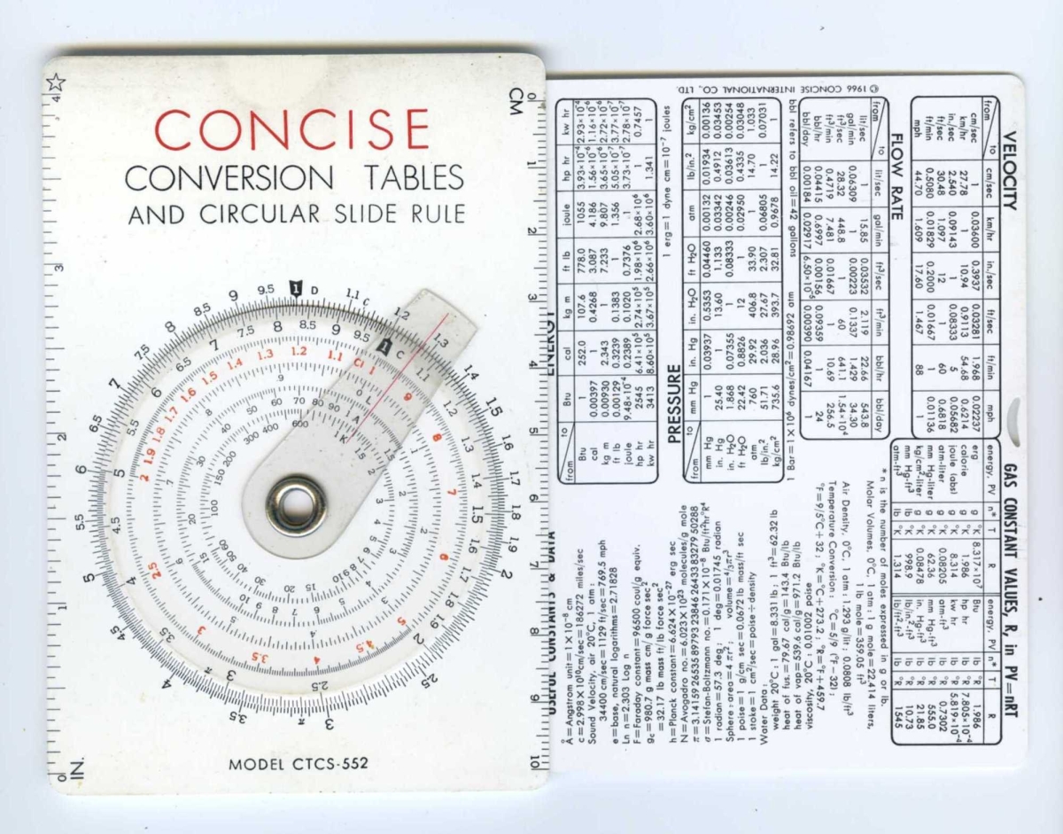 Concise circular slide rule, 1960s, collections of the National Museum of American History.