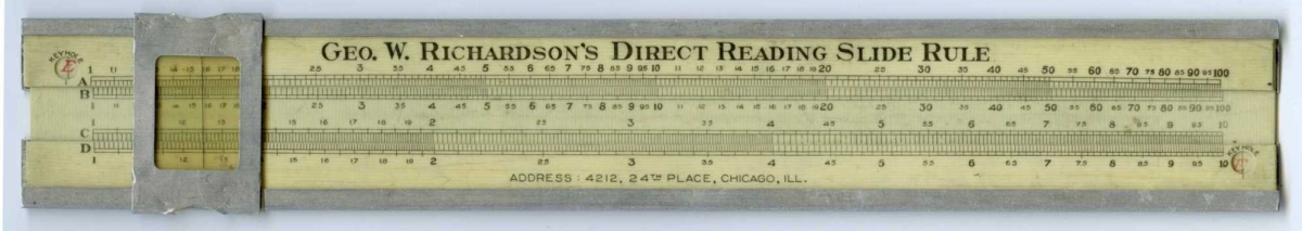 Richardson Direct Reading Slide Rule for students and other neophytes, collections of the National Museum of American History.