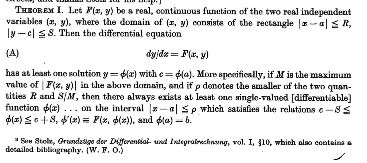 Existence theorem proved by Osgood.