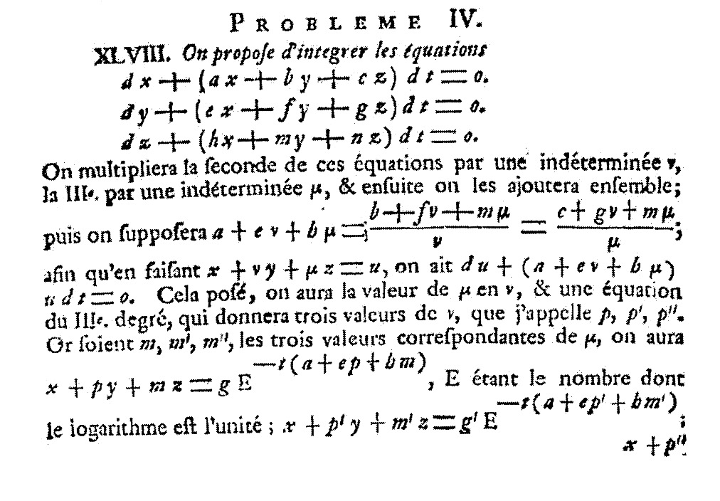 First part of d'Alembert's 1750 system solution.