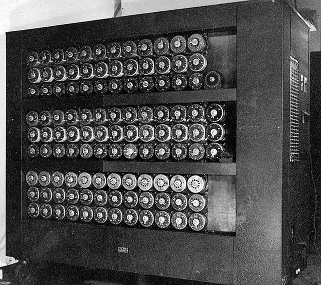 Photograph of bombe used at Bletchley Park in breaking the Enigma code.
