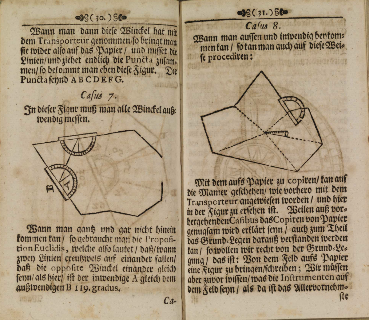 Pages 30-31 of Praxis Geometriae by Markus Christian Ries (1700).