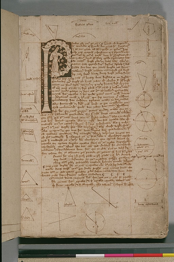 Folio 1 from English manuscript of Euclid's Elements in Latin, circa 1385-1399