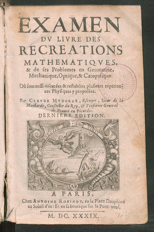 Mydorge's 1639 Recreational Mathematics