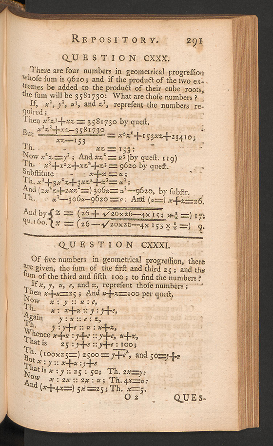 Page 291 of The Mathematical Repository, Volume I, James Dodson, 1748
