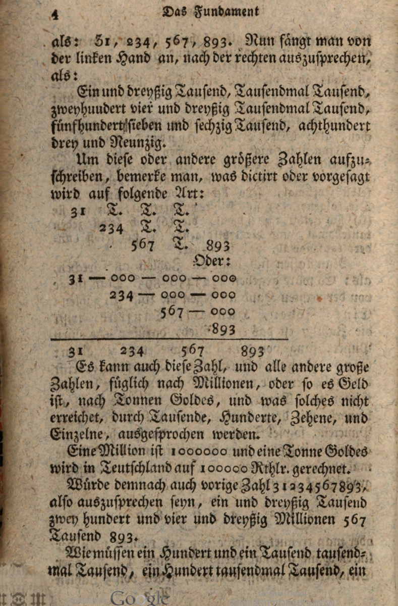 Page 4 of 1817 printing of Johann Hemeling's Kleines Rechenbuch.