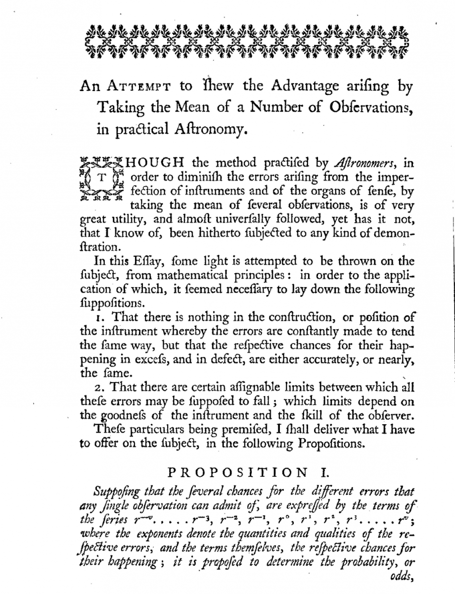 Page 64 of Thomas Simpson's 1757 Miscellaneous Tracts.