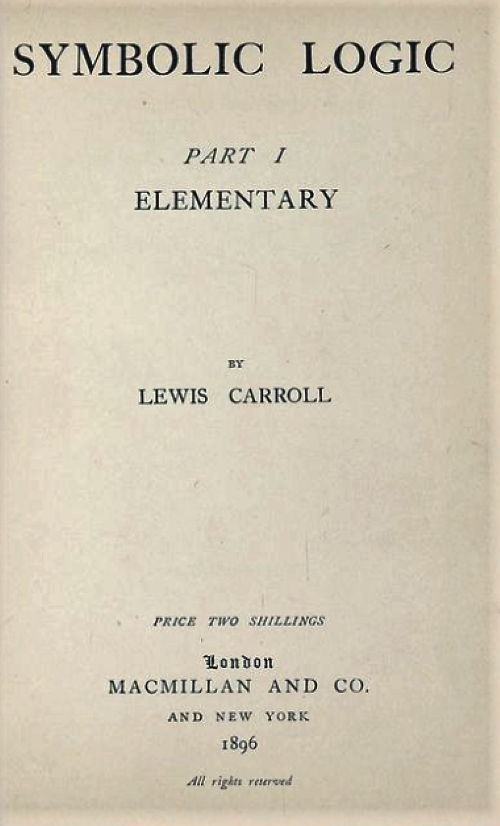 Title page of Symbolic Logic, Part I by Lewis Carroll/Charles Dodgson, 1896