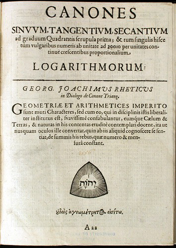 First page of chapter Canones ... logarithmorum from Clavis universi trigonometrica by Georg Ludwig Frobenius, 1634