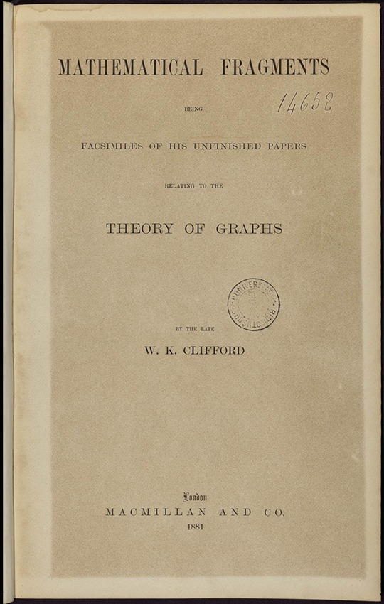 Title page of Mathematical Fragments by William Clifford, 1881