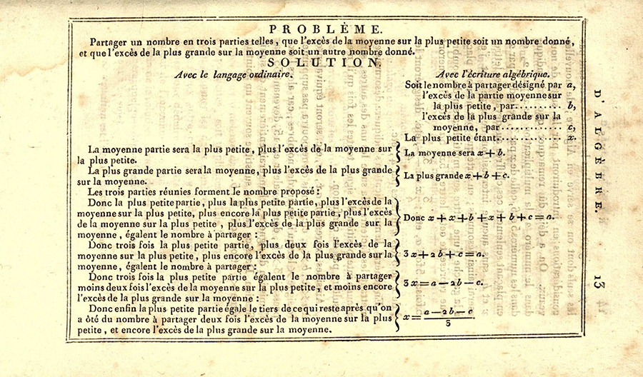 Page 13 from 1825 printing of Lacroix's Elements of Algebra.
