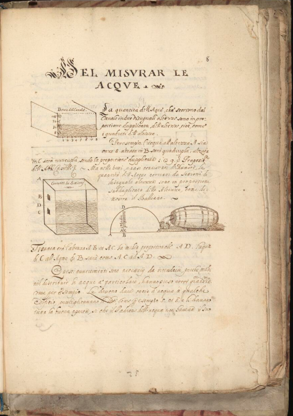 Page on measuring liquids from a late 16th-century Italian manuscript on arithmetic.