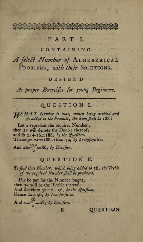 First page from Thomas Simpson's 1752 Select Exercises for Young Proficients in Mathematicks.