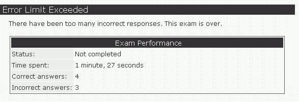 exam ends with failure