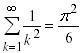 zeta(2) equals pi-squared over six