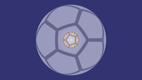 central projection of dodecahedron onto sphere, with linked animation