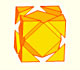 Formation of cuboctahedron by cutting corners off a cube.