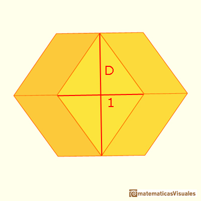 Rhombic dodecahedron with both diagonals labelled.
