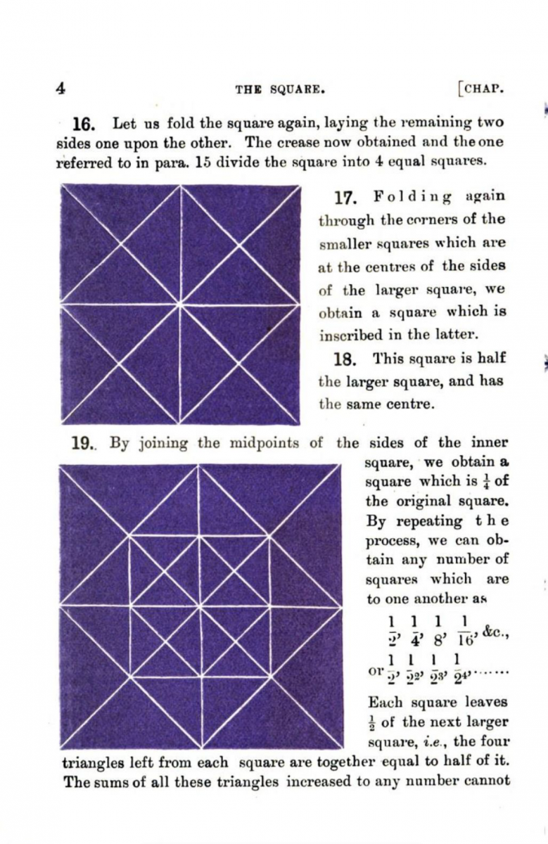 Page 4 from Sundara Rao's 1893 Geometrical Exercises in Paper Folding.