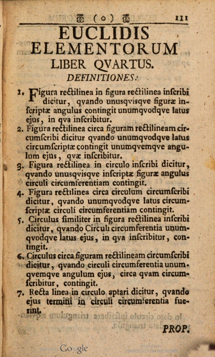 Definitions 1–7 from the 1756 printing of Euclid's Elements as edited by Ramus.