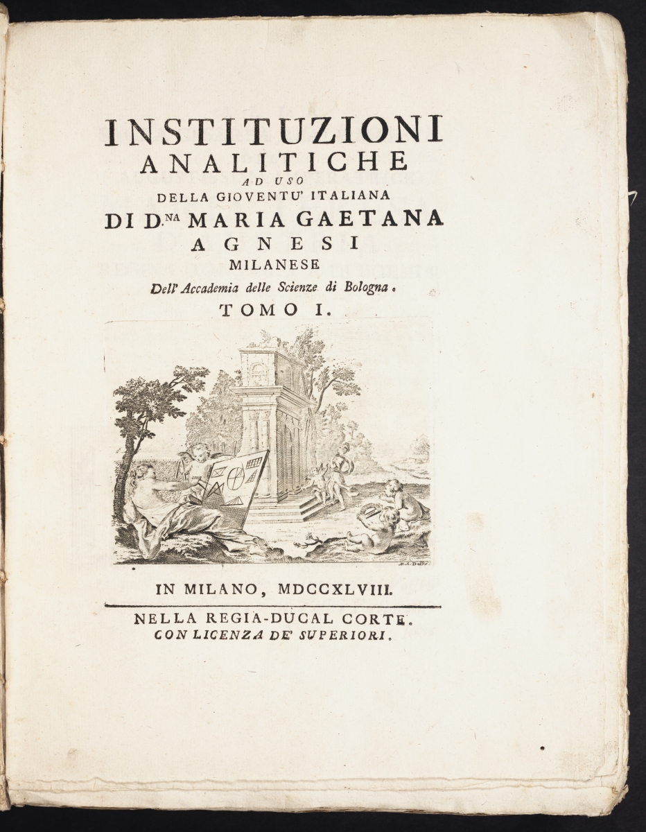 Title page of Maria Agnesi's Instituzioni Analitiche.