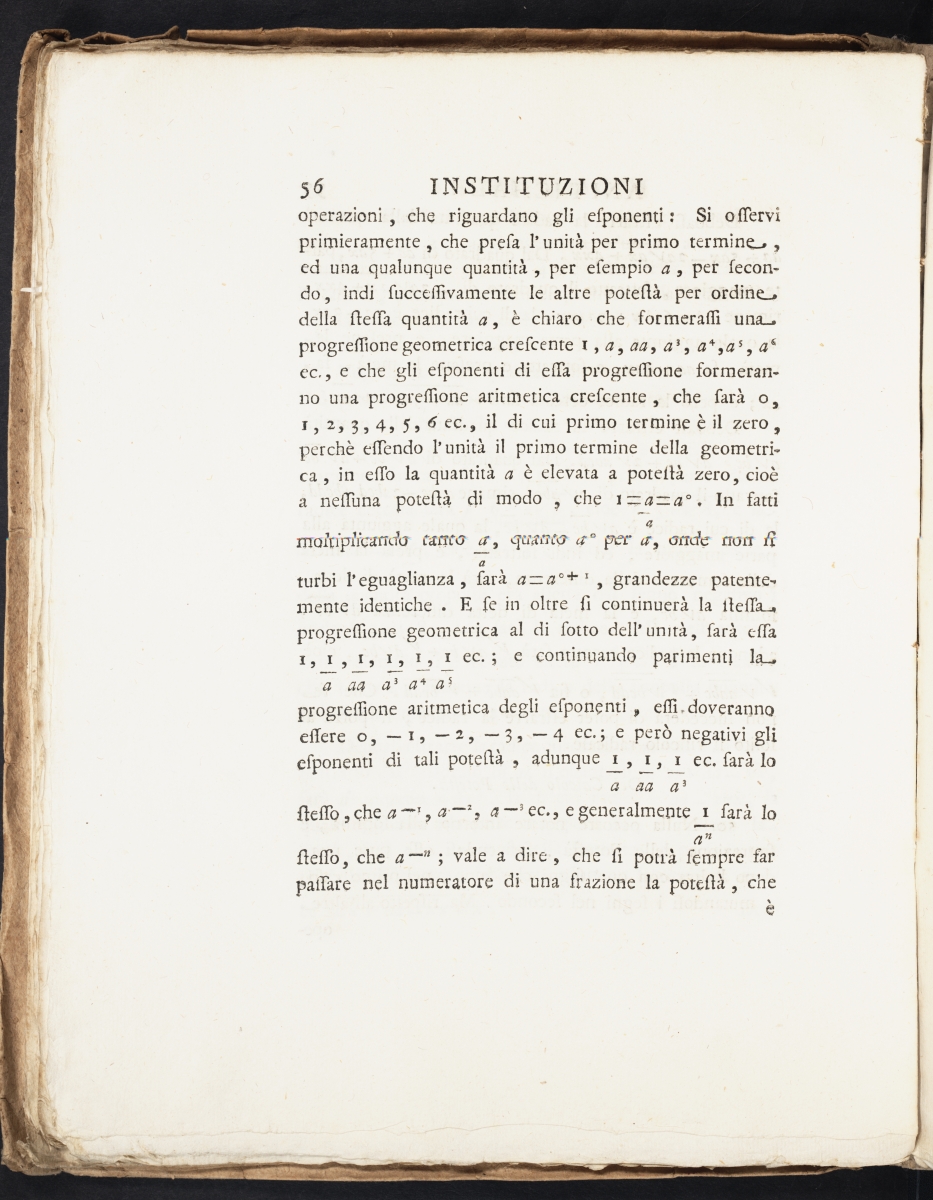 Page 56 of Maria Agnesi's Instituzioni Analitiche.
