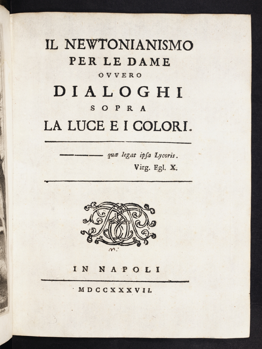 Title page of Francesco Algarotti's Il newtonianismo per le dame.