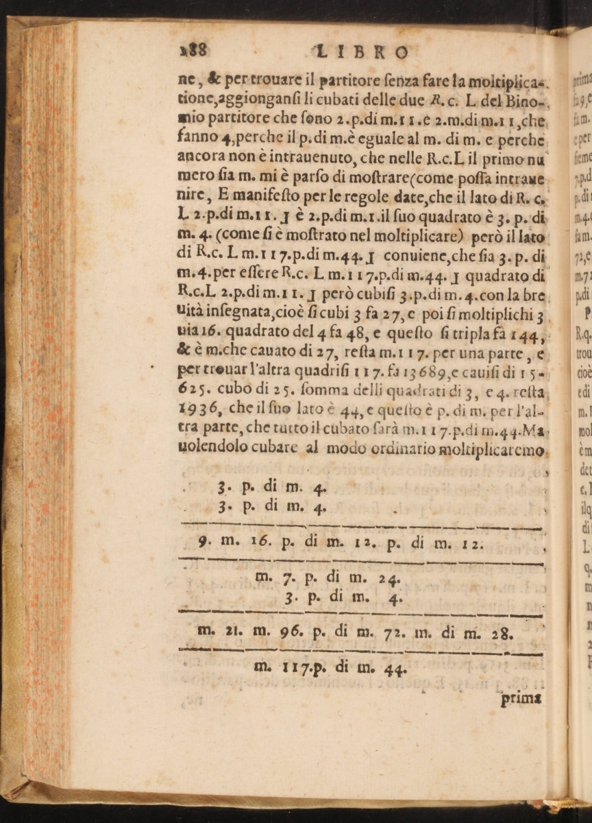 Page 188 of a 1579 edition of Bombelli's algebra.