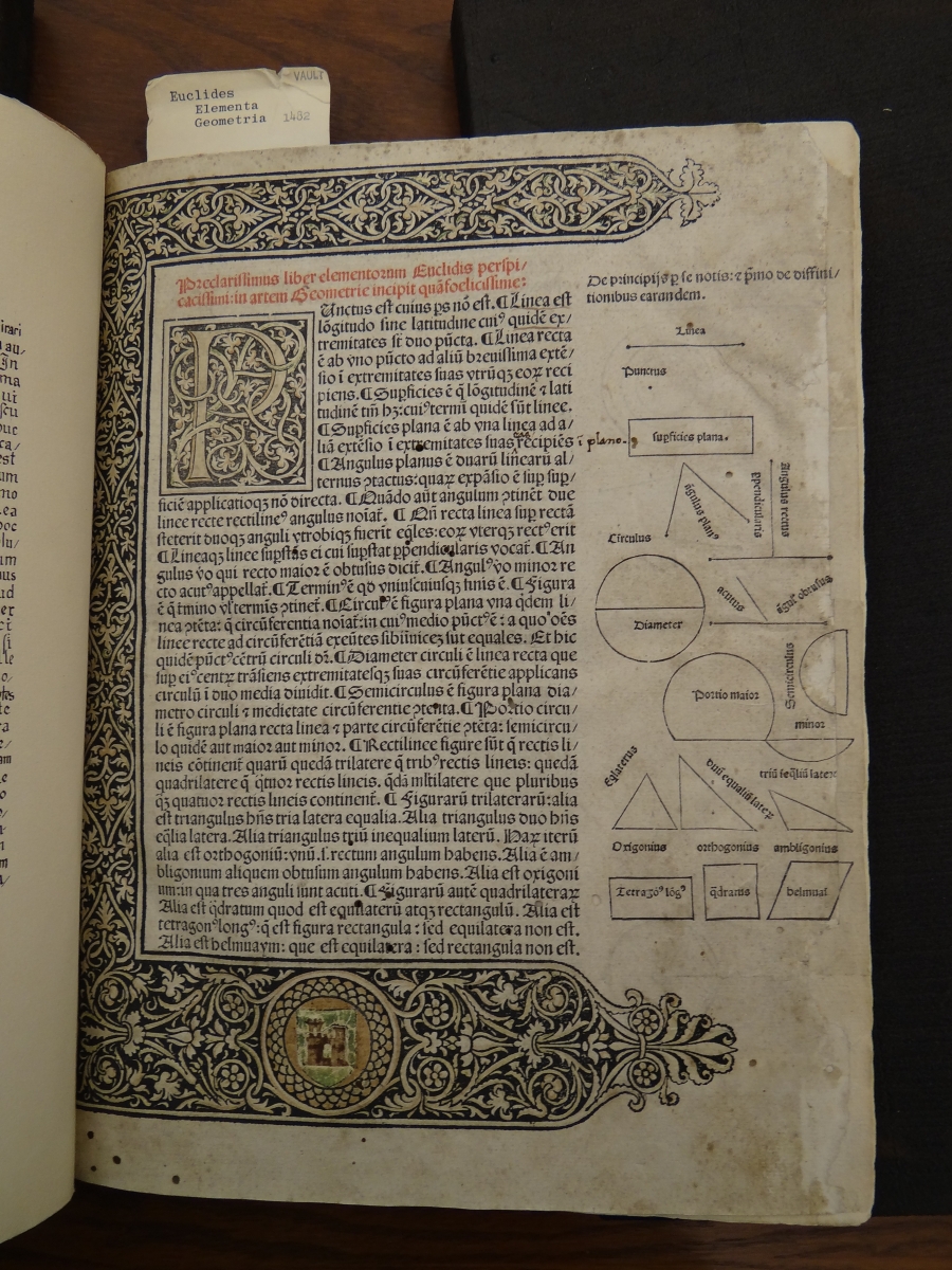 Page from 1482 printing of Euclid's Elements.