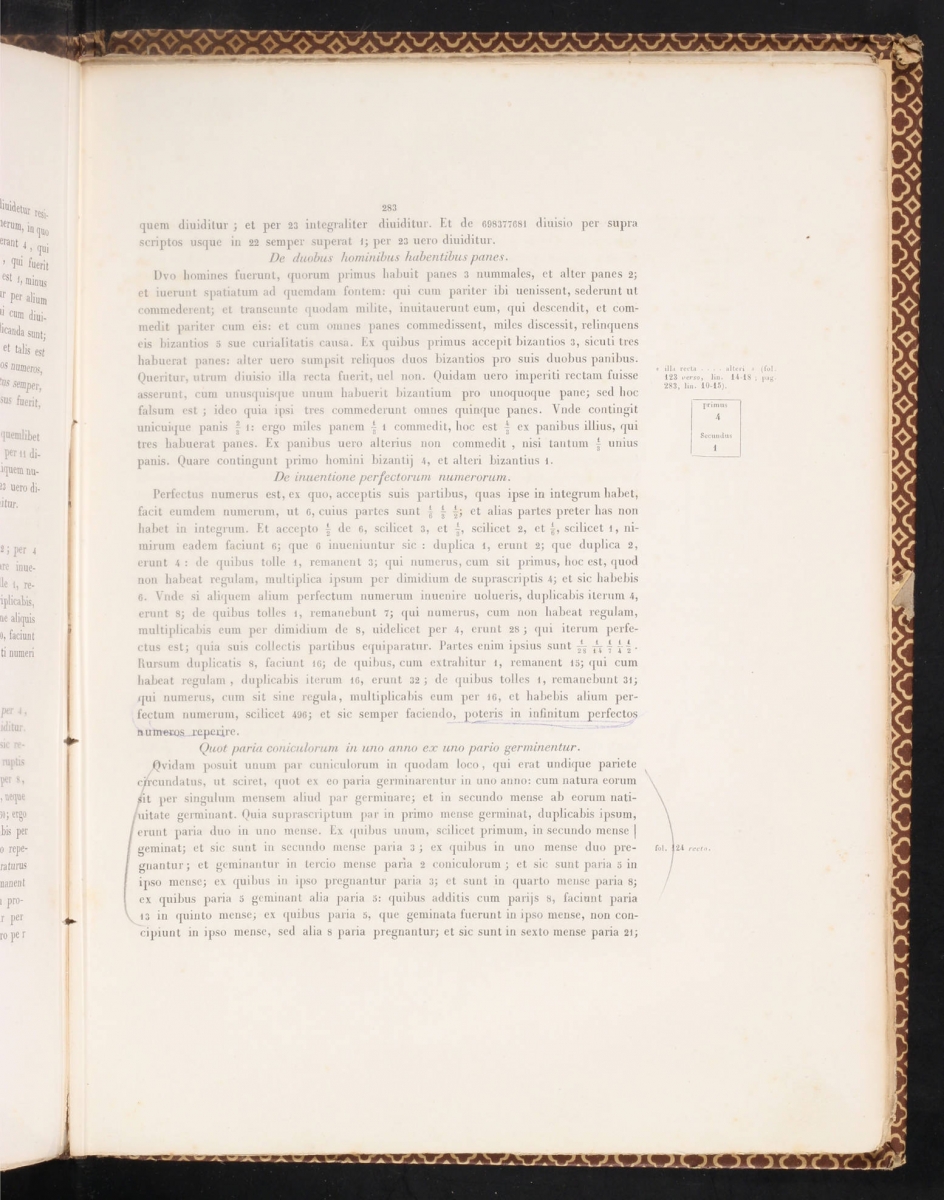 Page 283 from 1857 printing of Fibonacci's Liber abaci.
