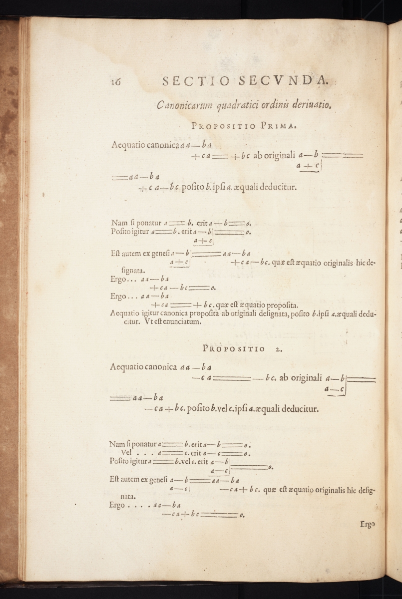 Page 16 from Thomas Harriot's 1631 Artis Analyticae Praxis
