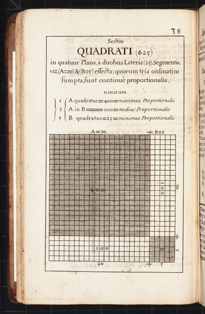 Page 38 from Samuel Morland's 1673 The Description and Use of Two Arithmetick Instruments.