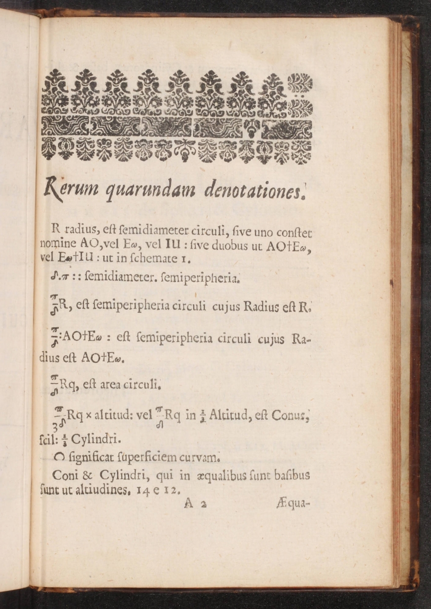 Page 2 of William Oughtred's 1663 Theorematum in Libris Archimedis.