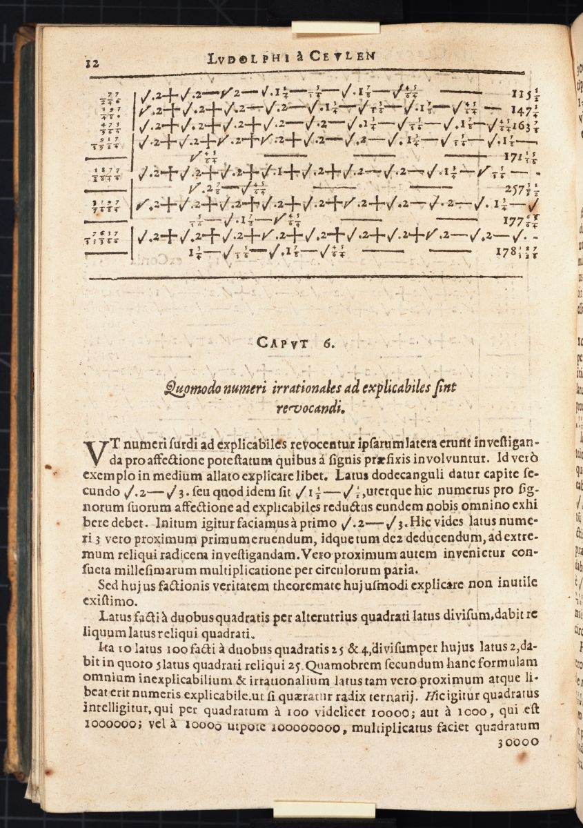 Page 12 from Snell's 1619 Latin translation of Van Ceulen's De Circulo.