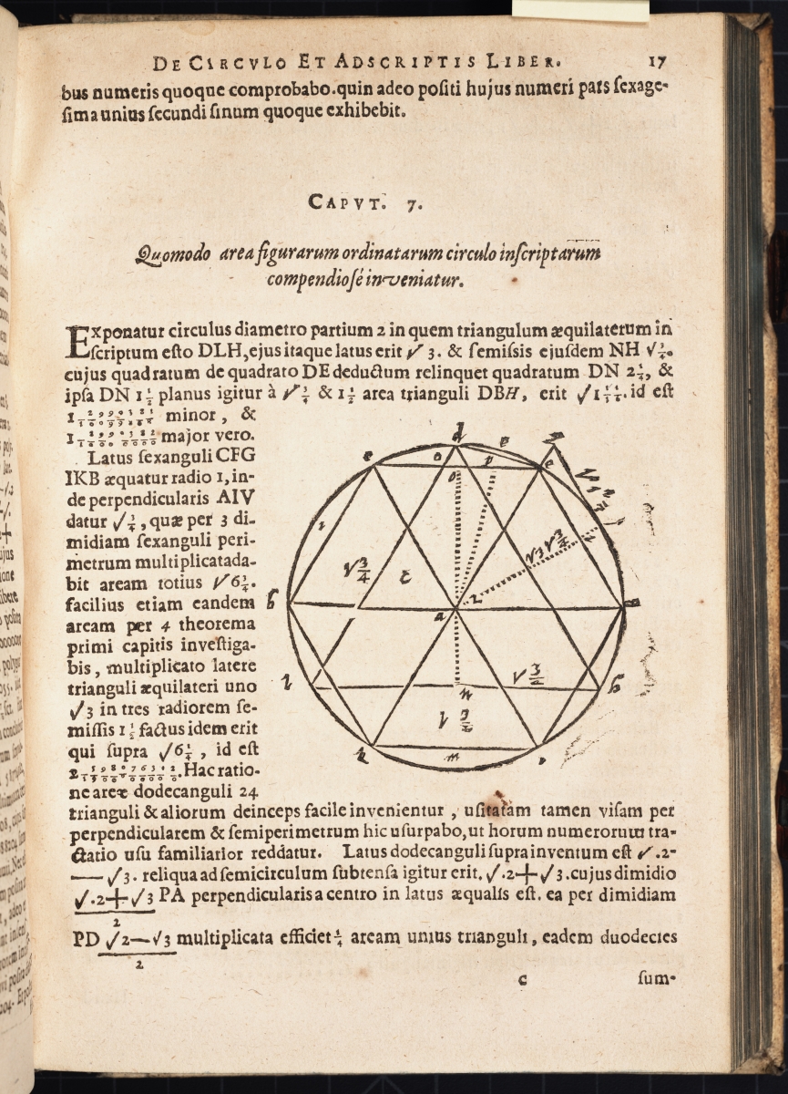 Page 17 from Snell's 1619 Latin translation of Van Ceulen's De Circulo.