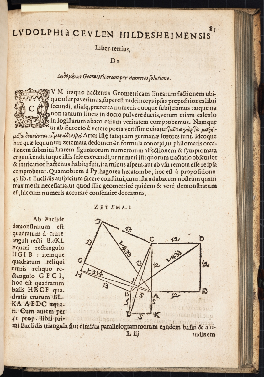 Page 85 from Van Ceulen's 1619 Surdorum quadraticorum arithmetica. 