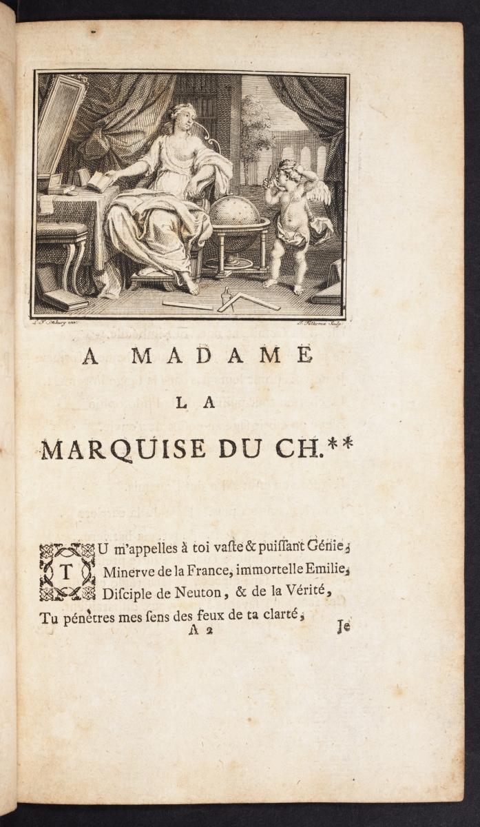 Acknowledgement of Châtelet in Voltaire’s 1738 Élémens de la philosophie de Neuton