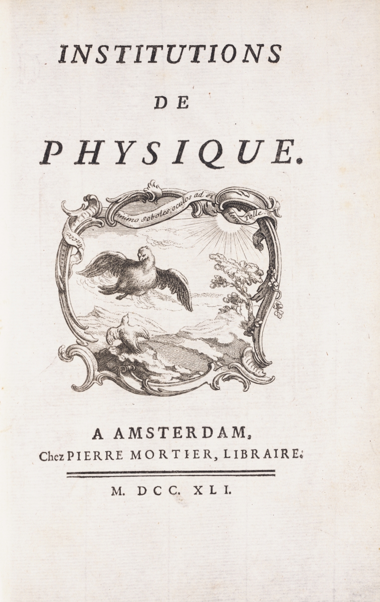 Title page of du Chatelet's Institutions de Physique (1740).