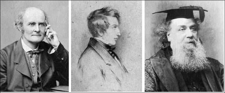 Portraits of Arthur Cayley, Duncan F. Gregory, and J. J. Sylvester.