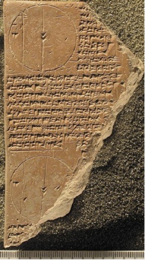 Cuneiform tablet discussing the properties of a circle.