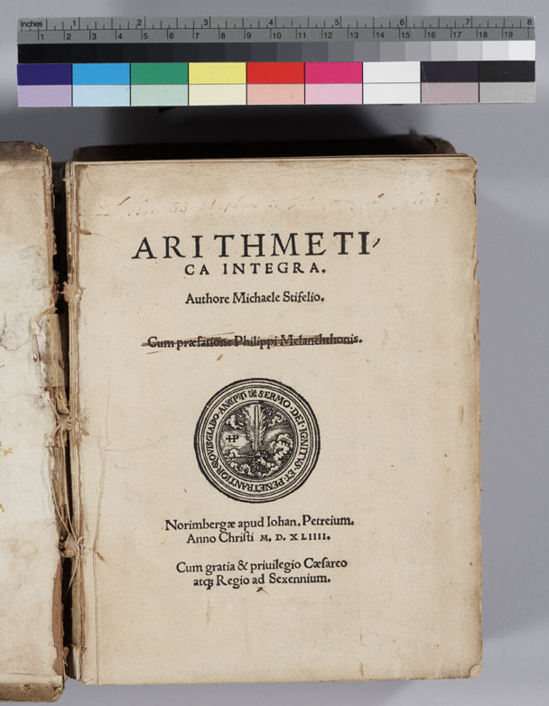Title page of Stifel's Arithmetica Integra