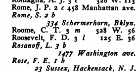 Excerpt from 1906-1907 Columbia University student directory.