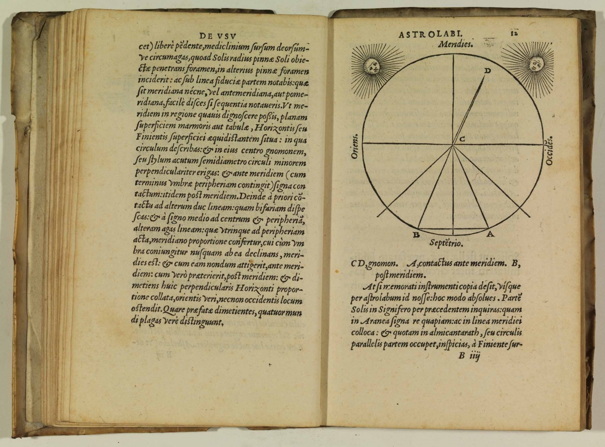 Folio 12 from a 1553 printing of Juan Martinez Población's Compendium on the Use of the Astrolabe.