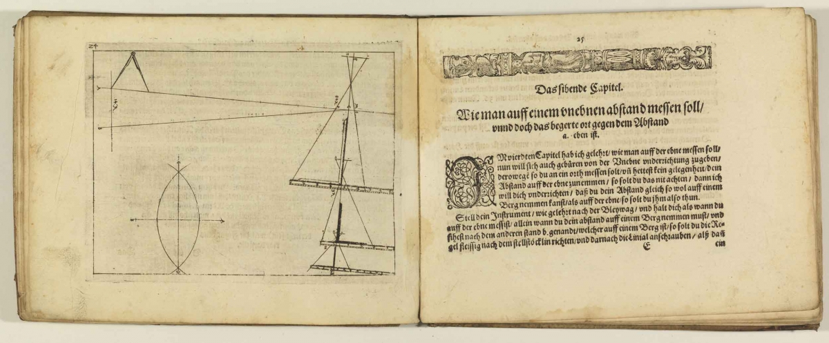 Pages 24-25 from Nova Instrumentum Geometricum Perfectum by Johann Lörer (1616).